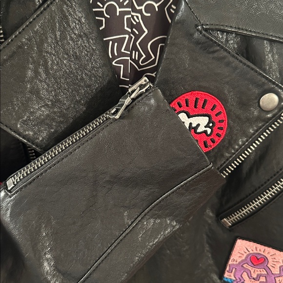 Alice + Olivia x Keith Haring Black Leather Jacket - Picture 8 of 8